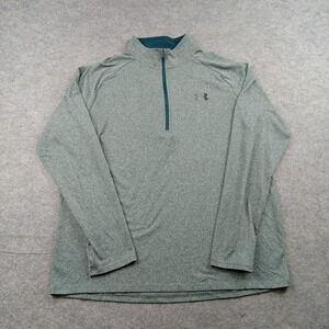 Under Armour Pullover Mens Large Green 1/4 Zip Long Sleeve Athletic Top Gym